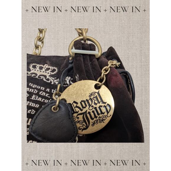 Y2K Juicy Couture Royal Juicy 'Once Upon a Time' Daydreamer Bag – Black Velour - Picture 13 of 15
